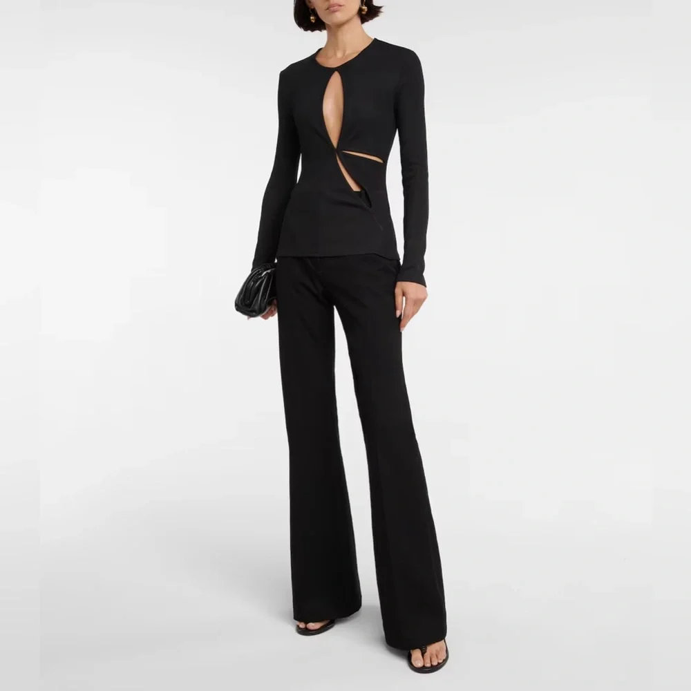 Christopher Esber Anglaise Long Sleeve Top Black - Picture 3 of 11